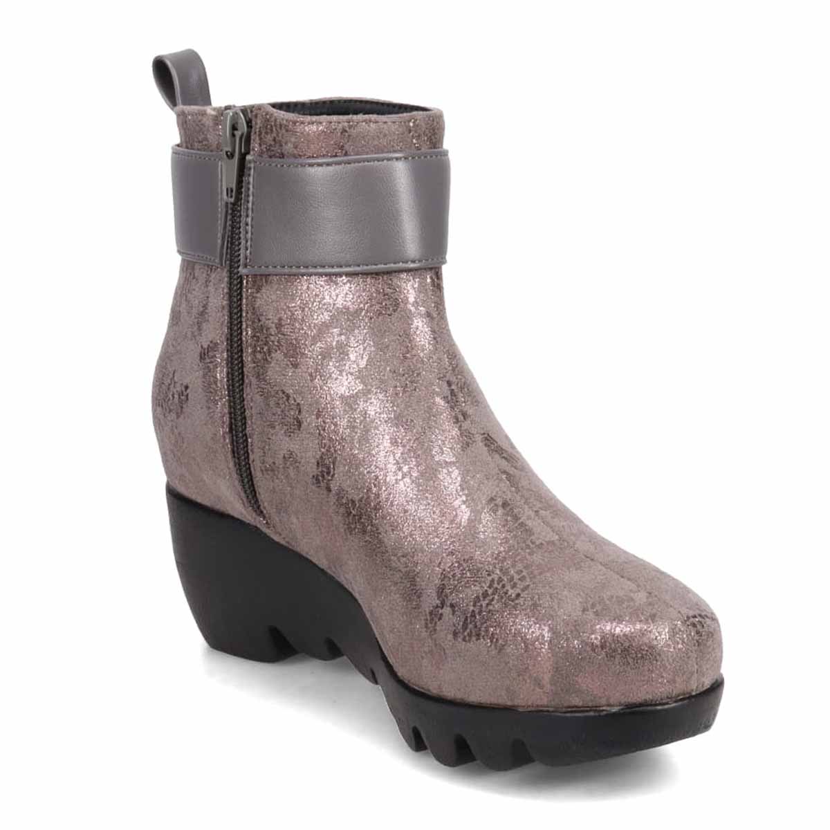 【撥水加工】HIROKO KOSHINO FEMME　ウェーブソール カジュアルショートブーツ　HRL1002 GRAY-PR M　(23.0～23.5)