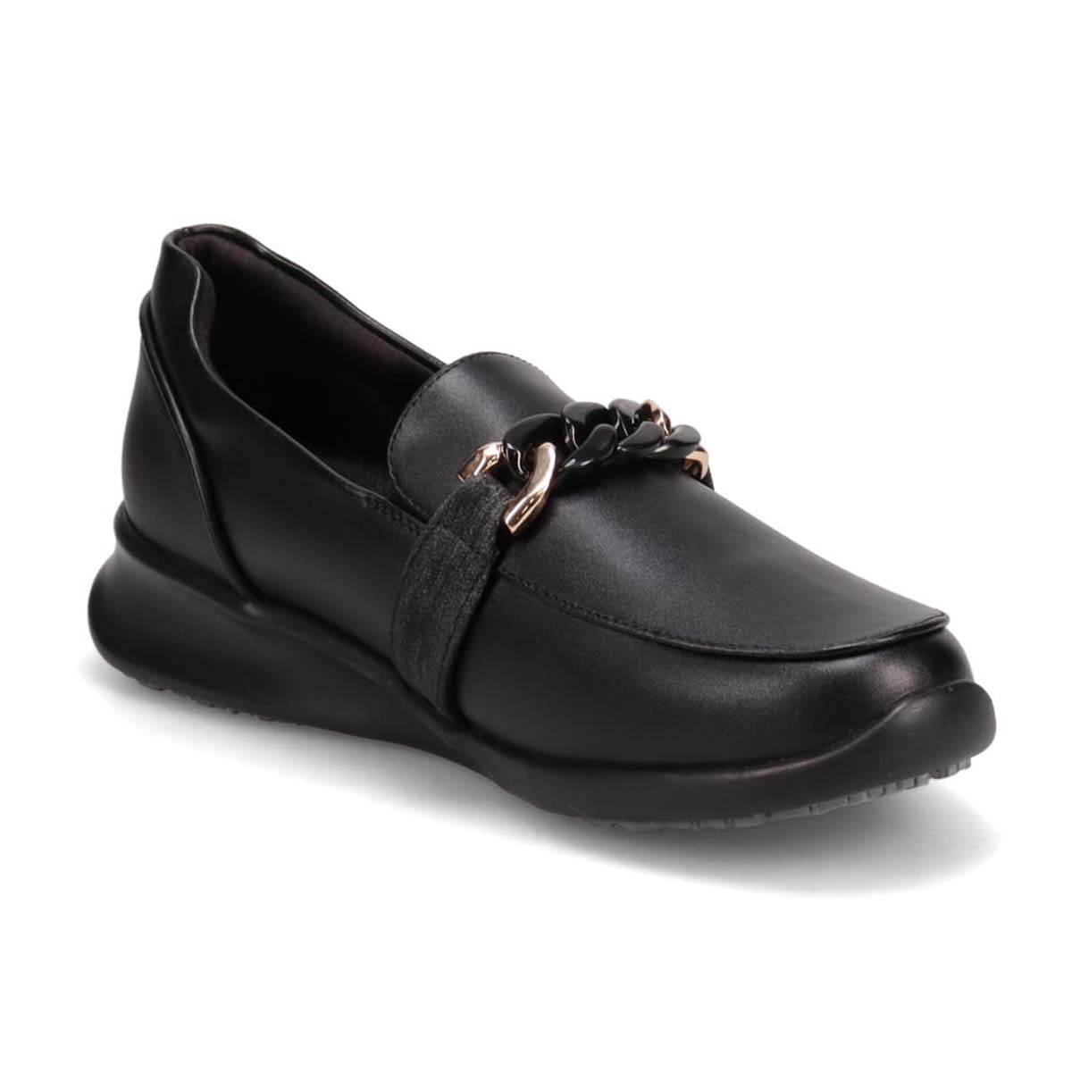 【防滑】HIROKO KOSHINO FEMME　グラスファイバー入り寒冷地用ソールの上品なローファー　HRL2022 BLACK 23.0