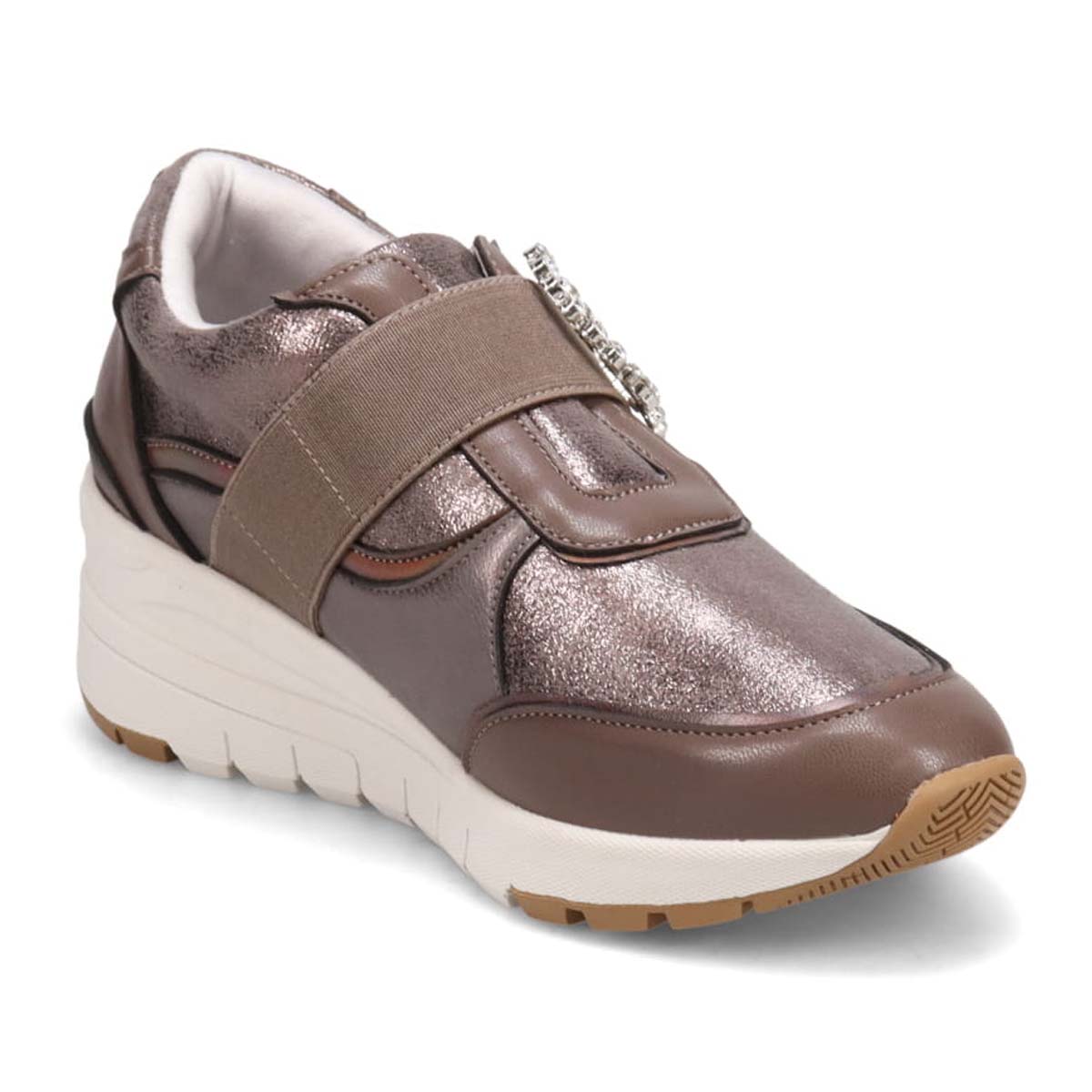 HIROKO KOSHINO FEMME　ラインストーンバックル付き エレガントスニーカー　HRL2025 OAK/C 23.0