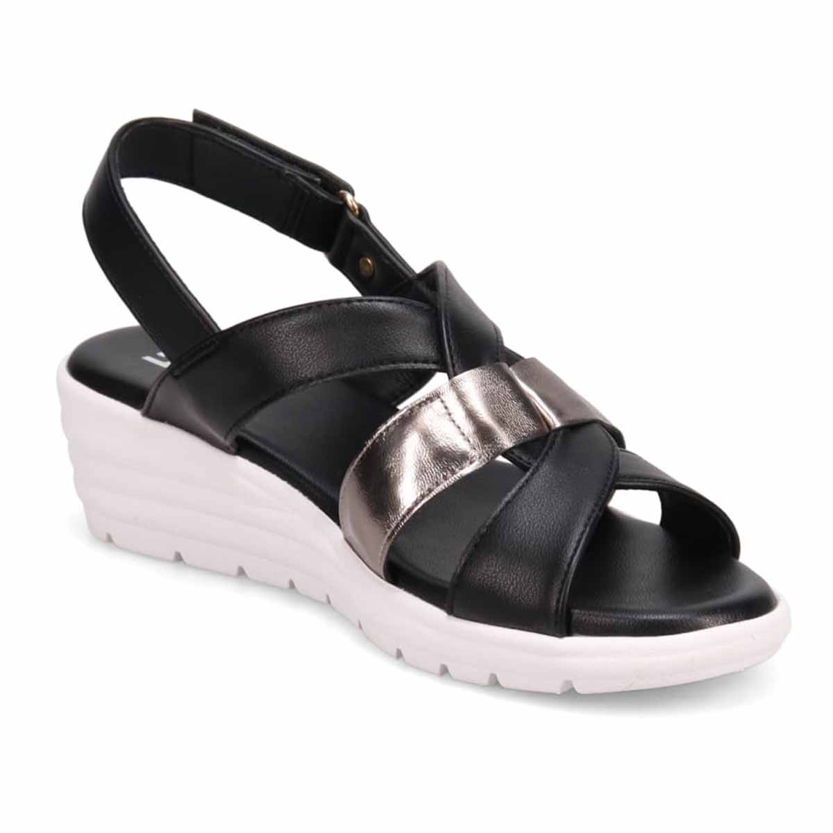 HIROKO KOSHINO FEMME クロスベルトウェッジサンダル HRL2028 BLACK 23.0
