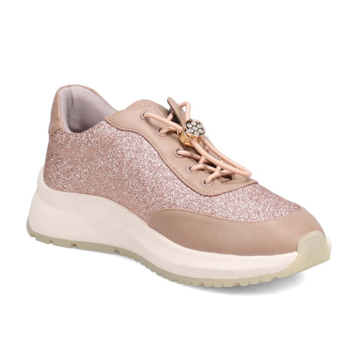 HIROKO KOSHINO FEMME グリッターとラインストーンで華やかなスニーカー　HRL5003 L-PINK 23.0