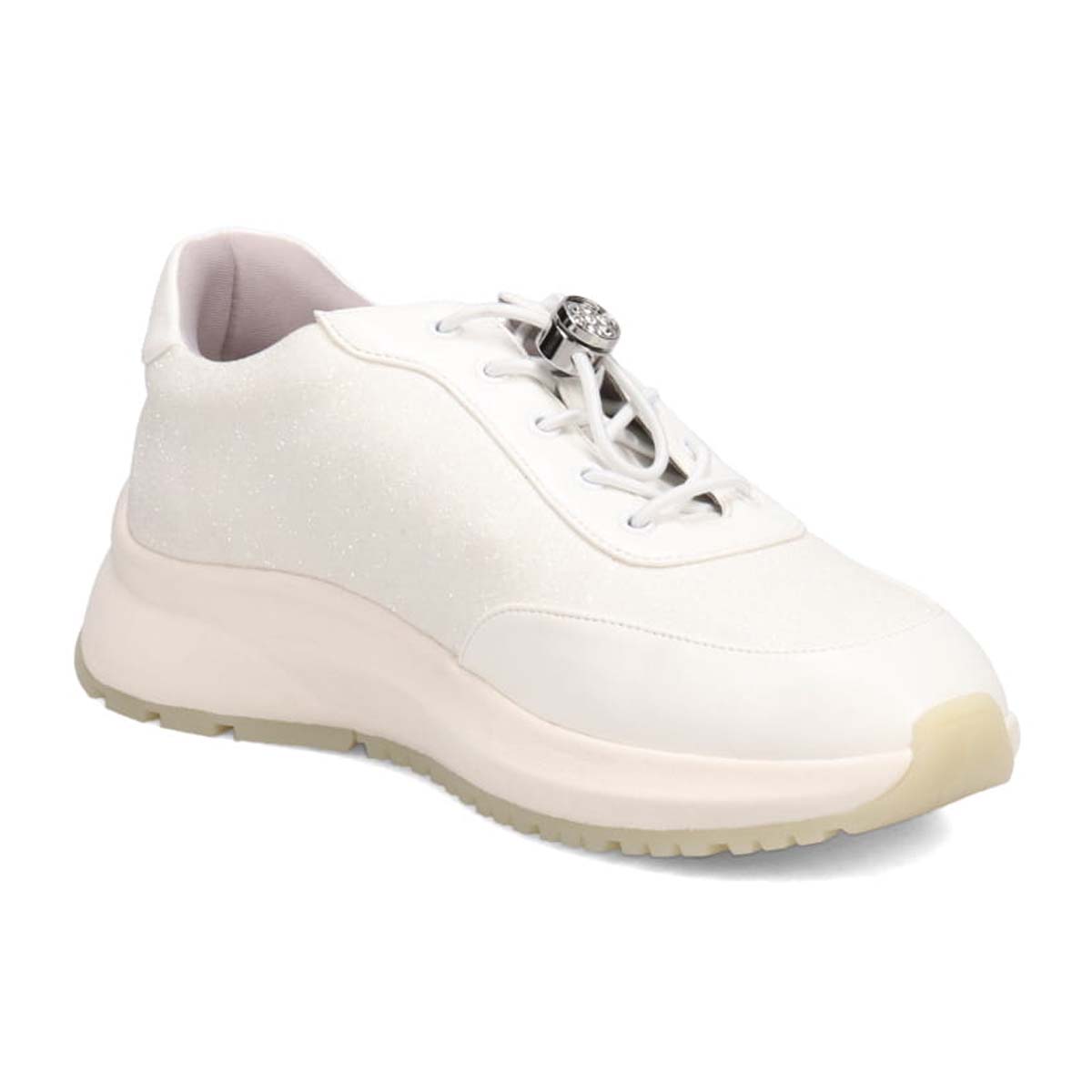 HIROKO KOSHINO FEMME グリッターとラインストーンで華やかなスニーカー　HRL5003 WHITE 23.0