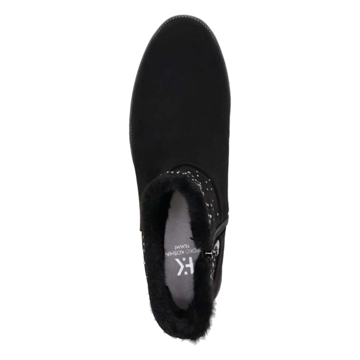 HIROKO KOSHINO FEMME　あたたかさと華やかさを両立 ファー付きスエードショートブーツ　HRL5006 BLACK 23.0