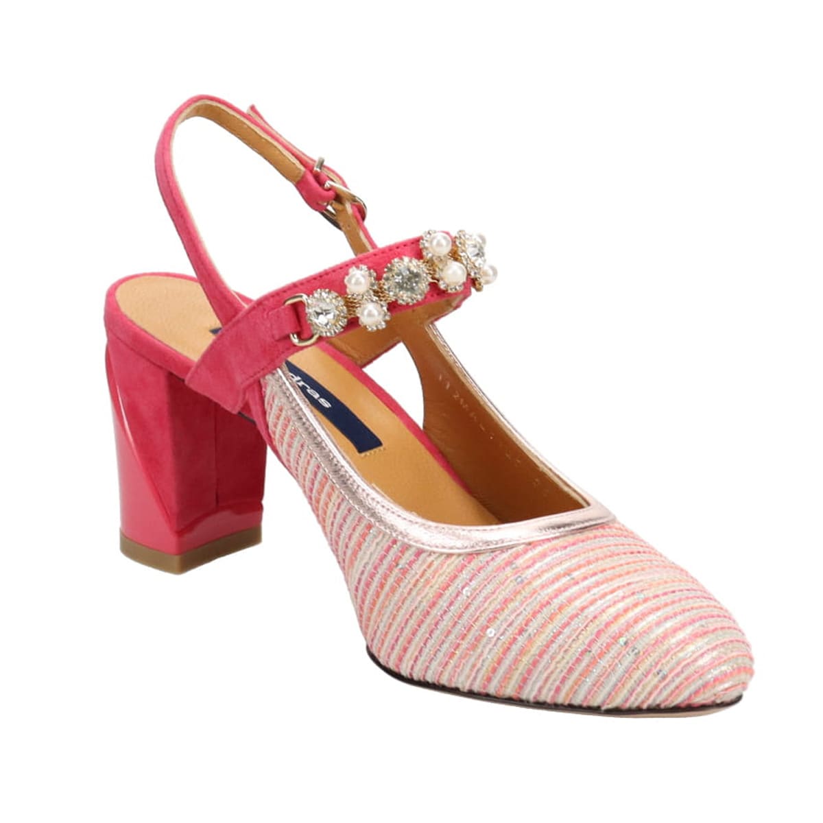 マドラス madras 眩い輝きのクリスタルを贅沢に使用した バックストラップパンプス MAL1120 PINK-TX 23.0