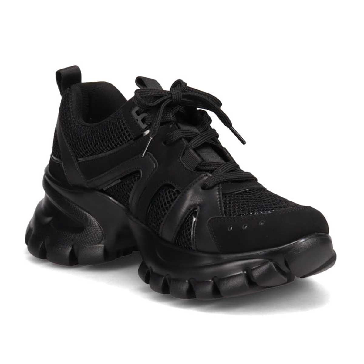 マドラス madras 特許 metaインソール搭載 軽やかなメッシュとレザーのボリューム厚底スニーカー　MAL9156MT BLACK 36（23.0ｃｍ相当）