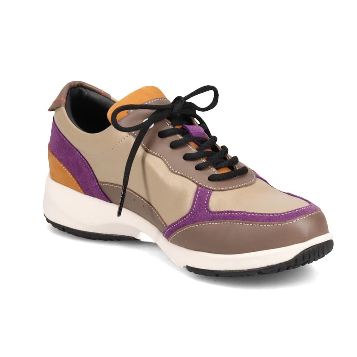 【GORE-TEX】マドラスウォーク madras Walk 「Recovery Shiatsu Insole」搭載で指圧効果により血行をよくする。旅行に最適 ウォーキングレザースニーカー　MWL1204R BEIGE/PURPLE 23.0