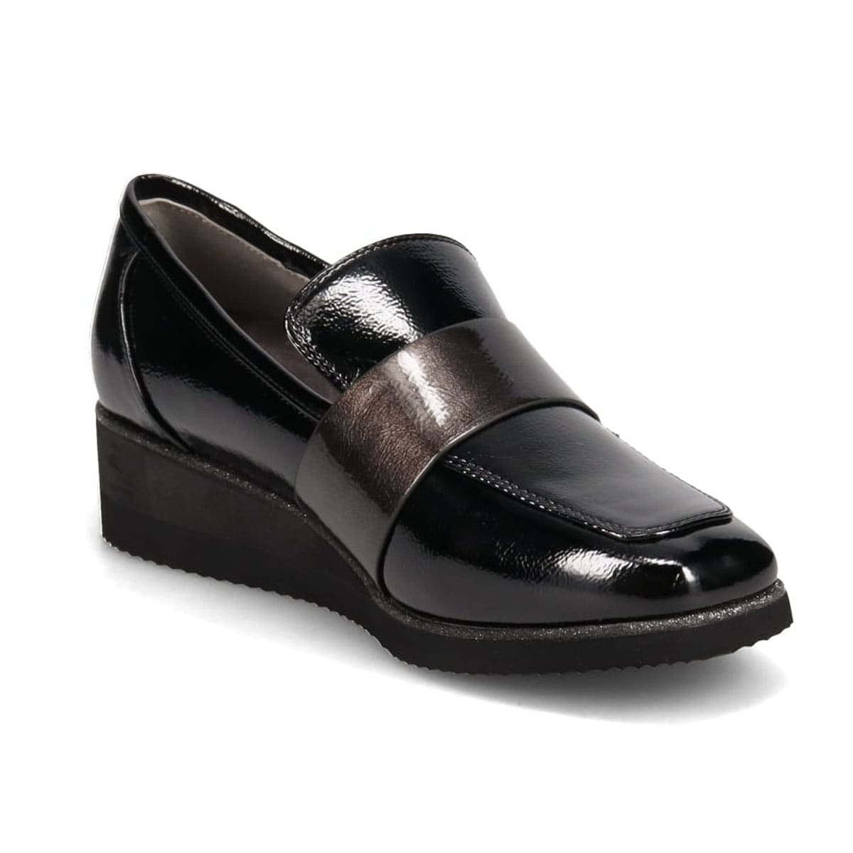 テーン tehen クッションインソールで履き心地抜群、きれいめローファー　TN1775 BLACK-ENAMEL 23.0