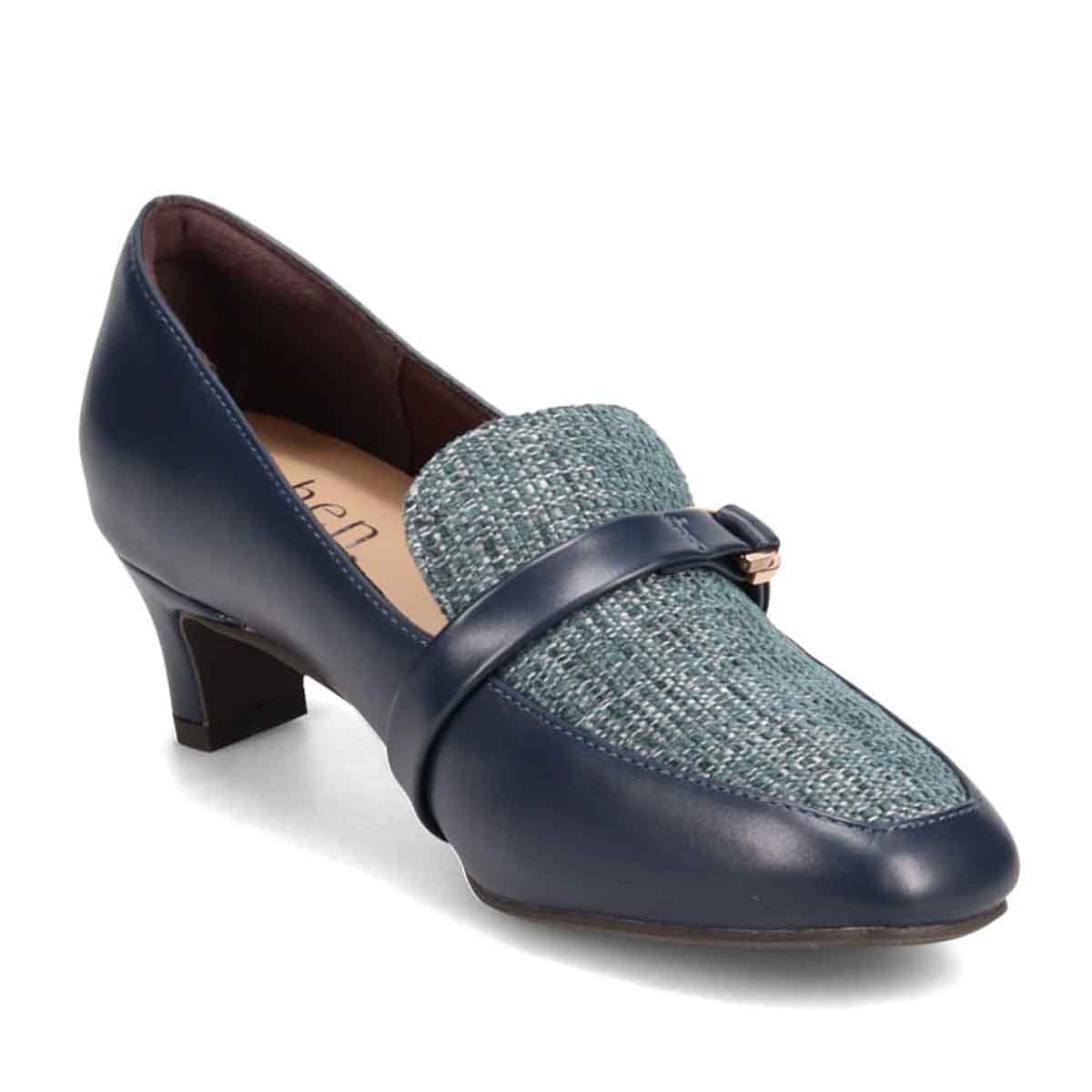 テーン tehen 活躍間違い無しのベルト付きモカパンプス　TN1779 NAVY/C 23.0