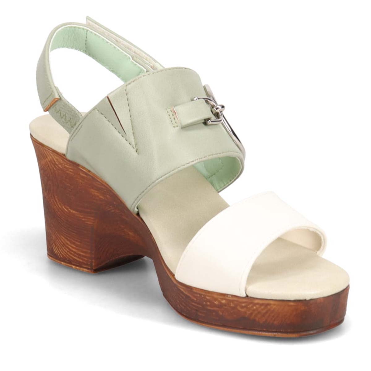 テーン tehen ボリューム感たっぷり♪きれいめカジュアルウェッジヒールサンダル　TN2303 WHITE/GREEN M　(23.0～23.5)