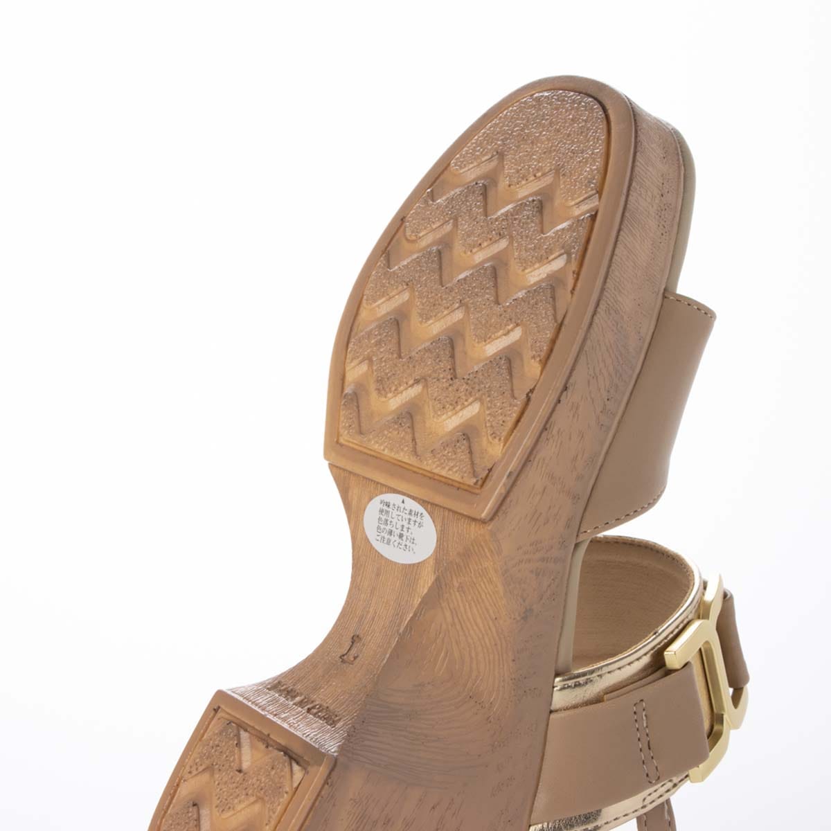 テーン tehen ウッド調のヒールが夏らしいアクセント。7.5cm大人の厚底ウェッジサンダル　TN2305 GREGE/C M　(23.0～23.5)