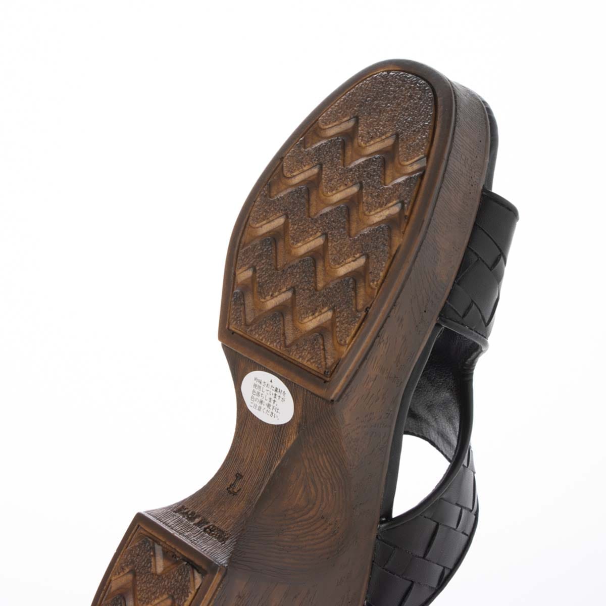 テーン tehen WOOD調ヒールで涼しげな7.5cmウェッジミュールサンダル　TN2306 BLACK M　(23.0～23.5)