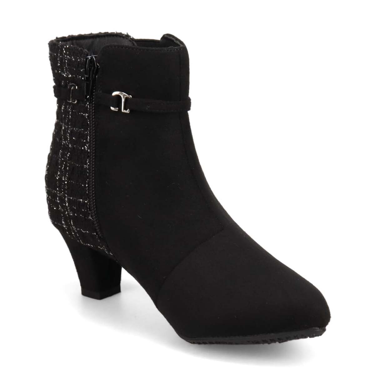 【撥水加工】テーン tehen  取り外し可能なベルト付きで2wayのデザインが楽しめる 金具付きショートブーツ　TN5012 BLACK/C 23.0