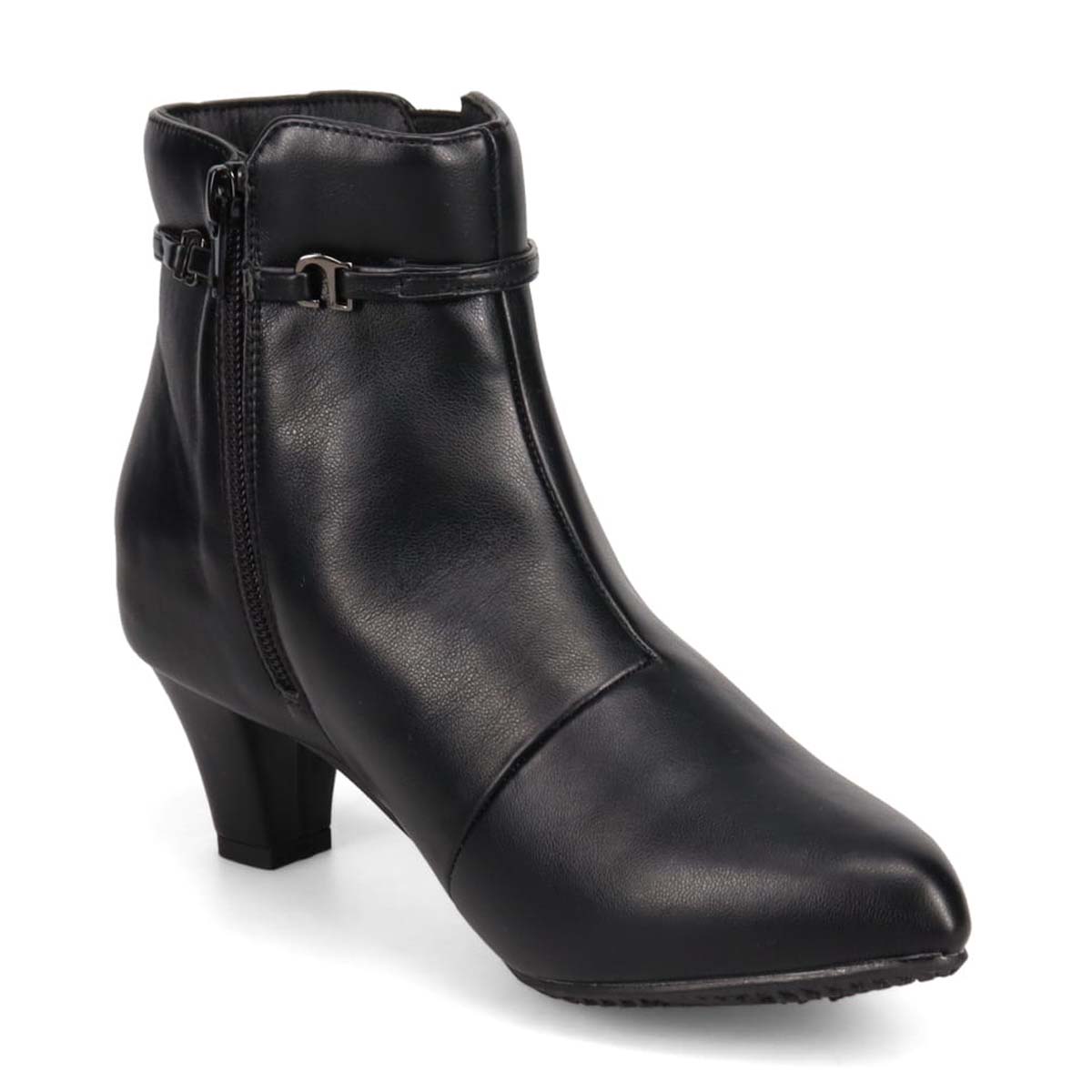 【撥水加工】テーン tehen  取り外し可能なベルト付きで2wayのデザインが楽しめる 金具付きショートブーツ　TN5012 BLACK 23.0