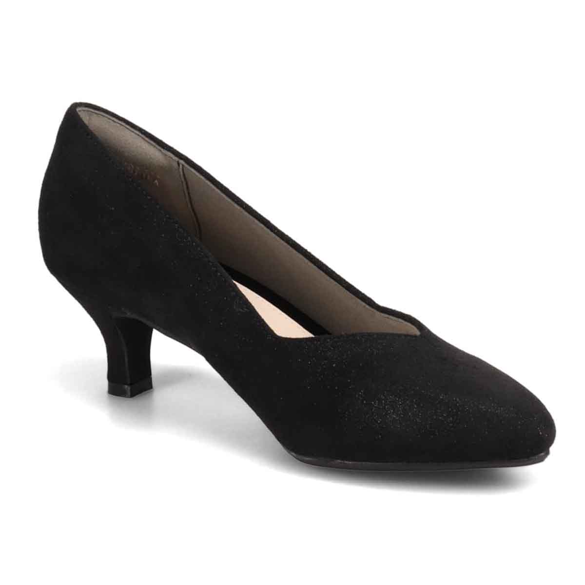 テーン tehen【Vカット】レディース パンプス 通勤 5㎝ヒール 歩きやすい TN5501 BLACK-METALLIC 23.0