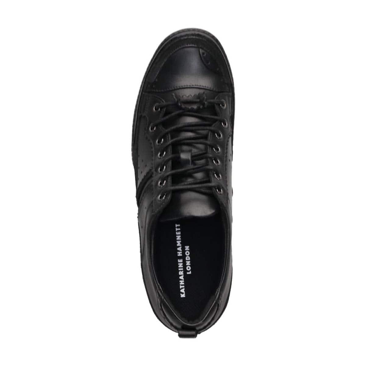KATHARINE HAMNETT LONDON　レースアップカジュアルレザースニーカー　03965 BLACK 25.0