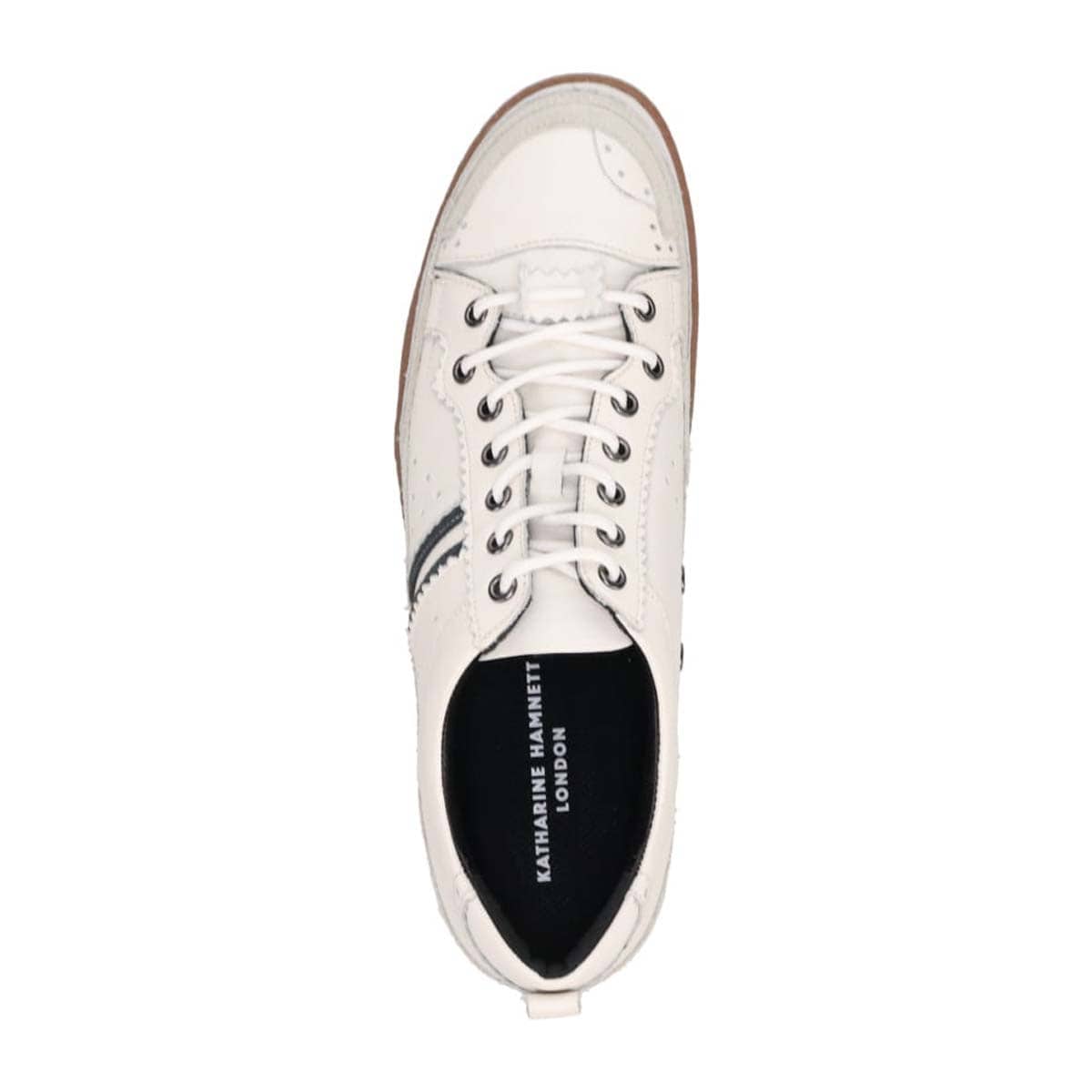 KATHARINE HAMNETT LONDON　レースアップカジュアルレザースニーカー　03965 WHITE 25.0