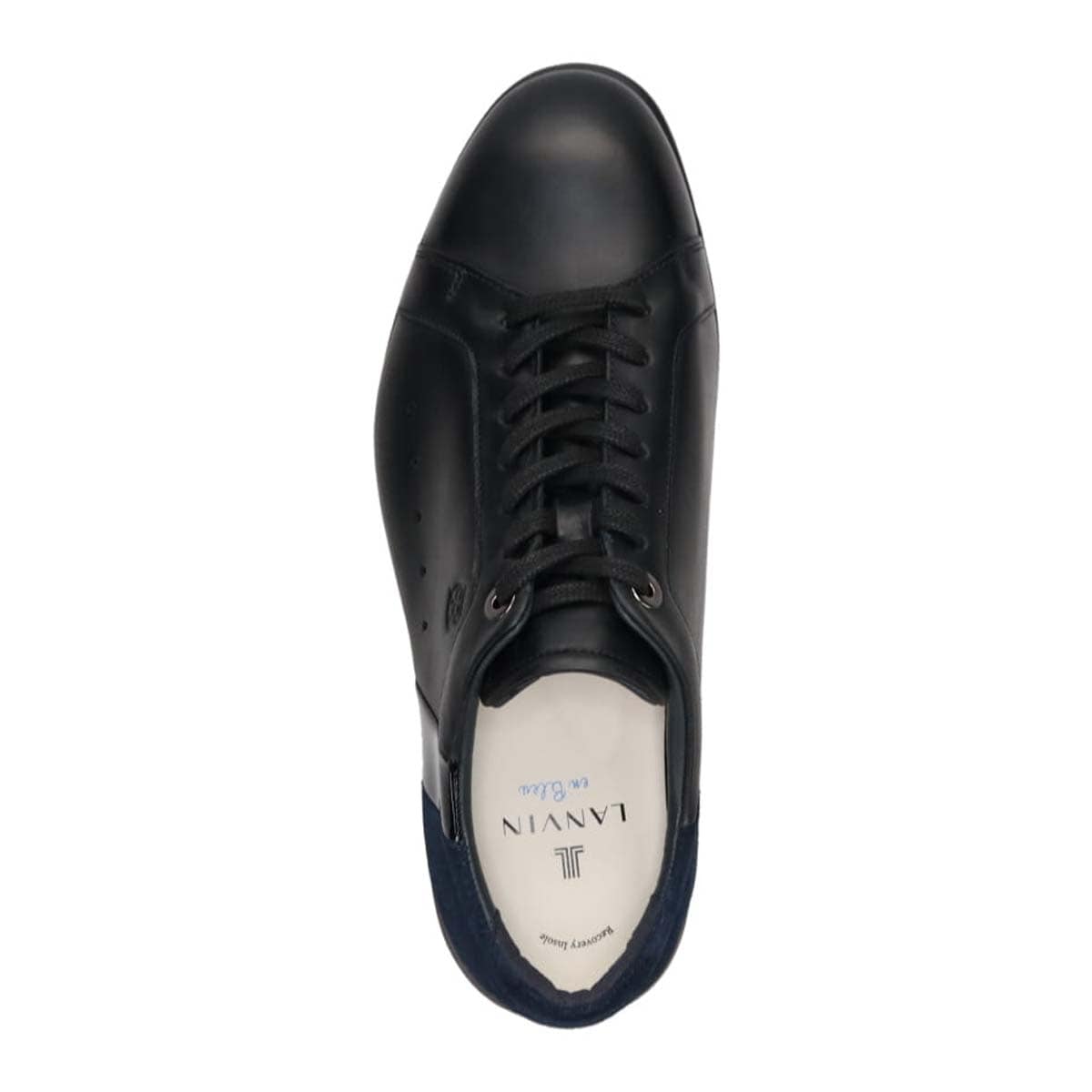 ランバンオンブルー LANVIN en Bleu 「リカバリーインソール」搭載で指圧効果により血行を115％促進。 レースアップ レザースニーカー  086493R BLACK 25.0