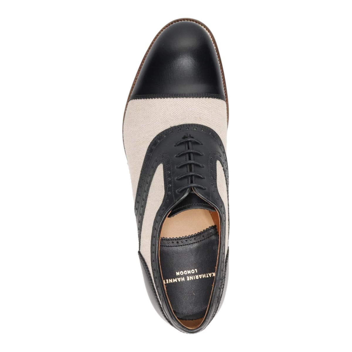 キャサリンハムネットロンドン KATHARINE HAMNETT LONDON　キャンバス×レザーコンビ ストレートチップ  31714 BLACK/BEIGE 25.0