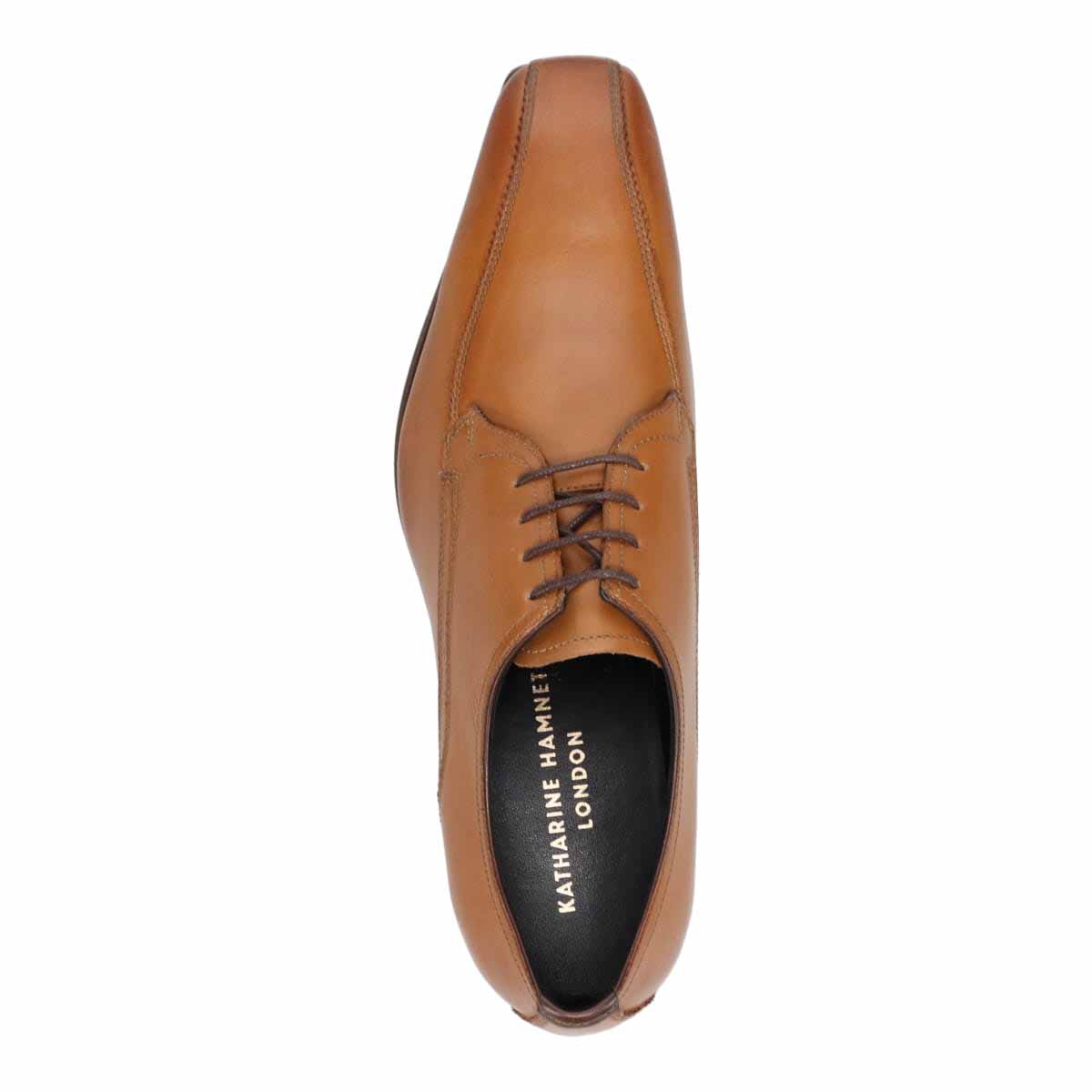 キャサリンハムネットロンドン KATHARINE HAMNETT LONDON  ロングノーズ・外羽根スワールモカドレスシューズ  31733 CAMEL 25.0