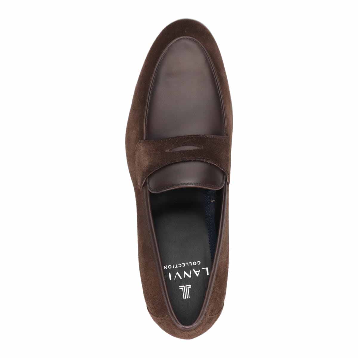 ランバンコレクションLANVIN COLLECTION  ラウンドトウコンビネーションローファー  83479 D-BROWN 25.0