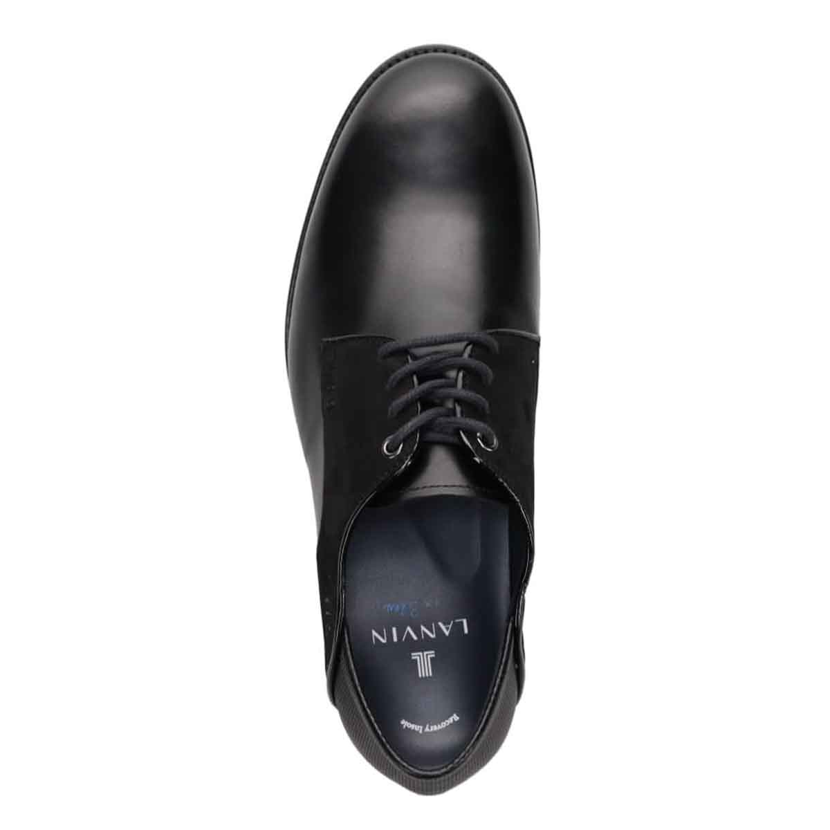 ランバンオンブルー LANVIN en Bleu 「Recovery Shiatsu Insole」搭載で指圧効果により血行を115％促進。　異素材コンビネーション・レースアップシューズ　86331R BLACK/BLACK 25.0