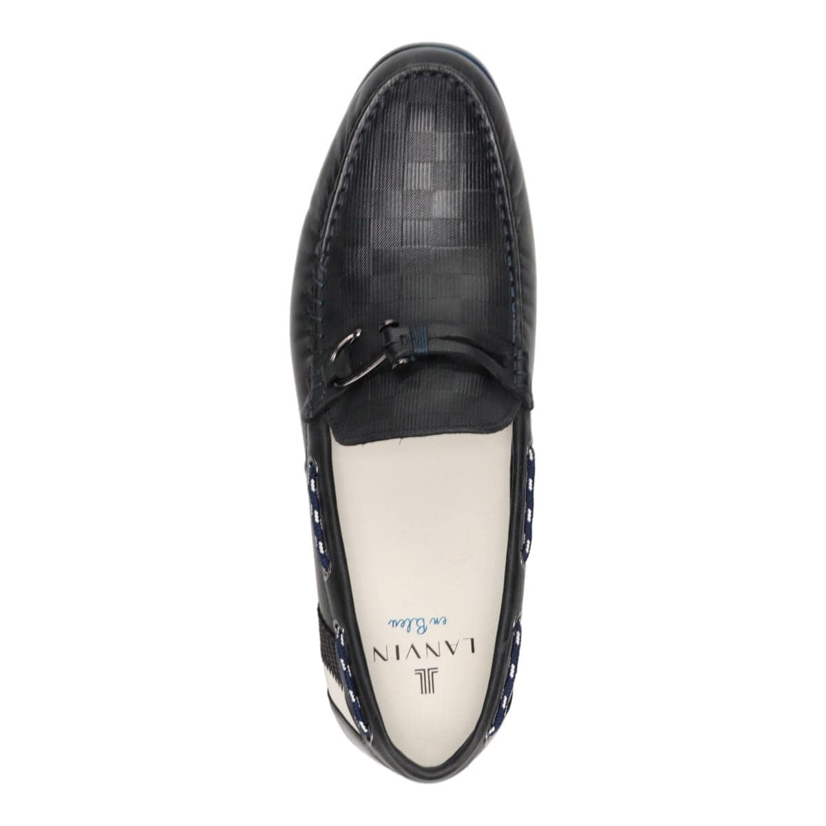 LANVIN en Bleu　ブロックチェックエンボスレザー ドライビングシューズ　86481 BLACK 25.0