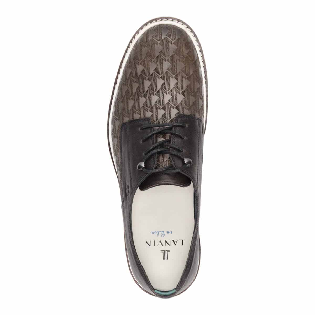 ランバンオンブルー LANVIN en Bleu  オンブルーシグネチャーロゴ レザースニーカー  86512 GRAY 25.0