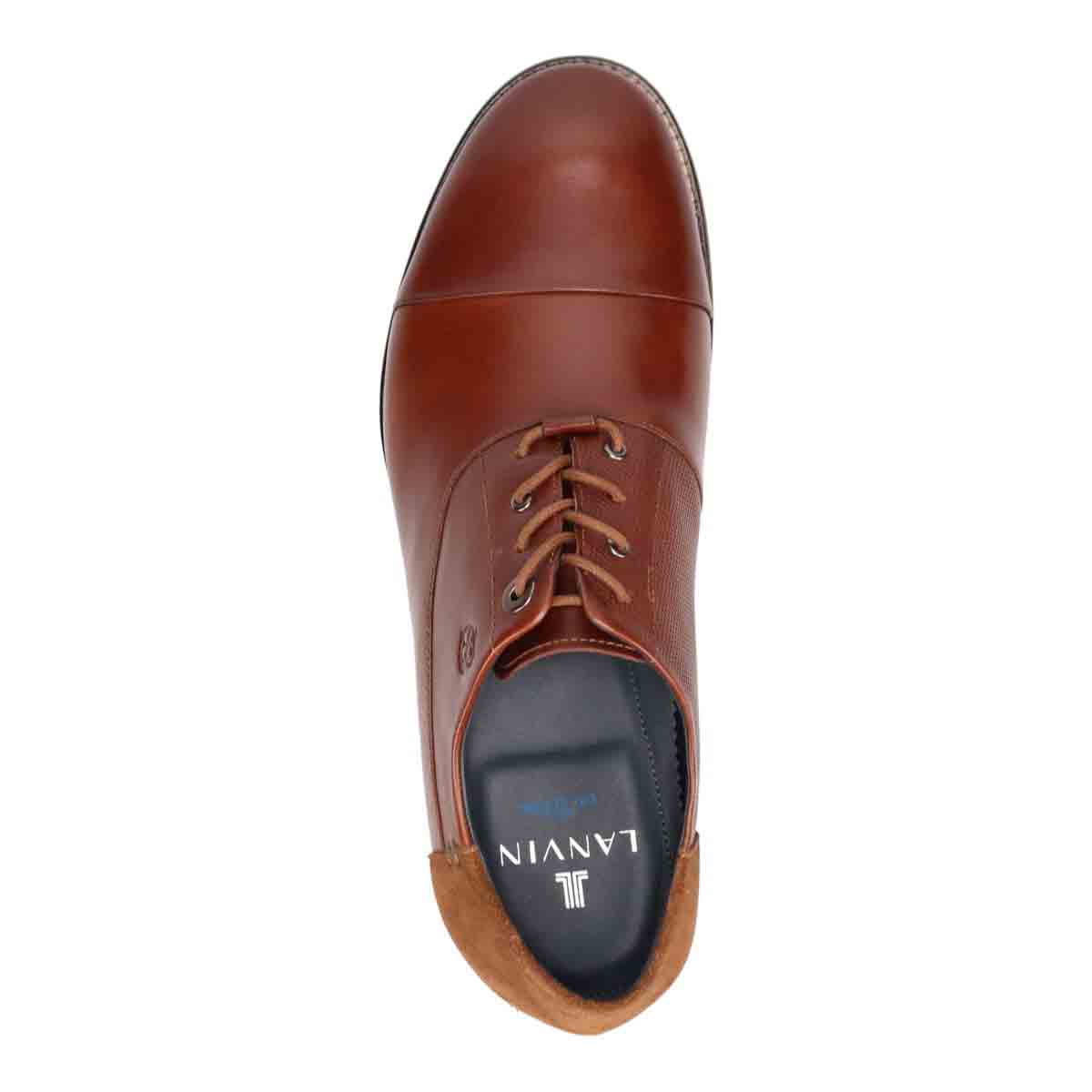 ランバンオンブルー LANVIN en Bleu  アシンメトリーオックスフォード ストレートチップ  86517 BROWN 25.0