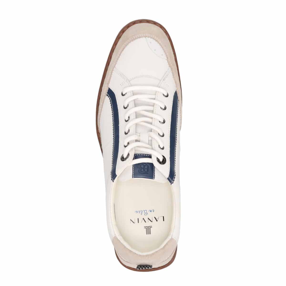 ランバンオンブルー LANVIN en Bleu  サイドラインレースアップスニーカー 86533 WHITE 25.0