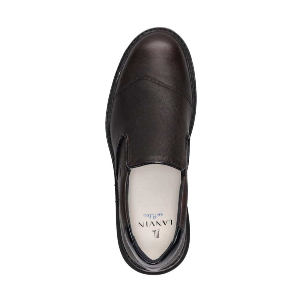 ランバンオンブルー LANVIN en Bleu  異素材MIXアシンメトリーサイドエラスティックスリッポンスニーカー　86554 D-GRAY 25.0