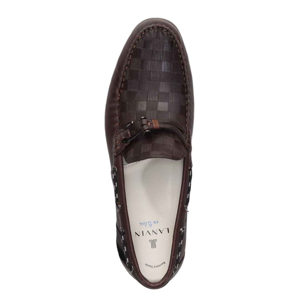 ランバンオンブルー LANVIN en Bleu 「Recovery Shiatsu Insole」搭載で指圧効果により血行をよくする。　フィッシングホックドライビングシューズ　86561R D-BROWN 25.0