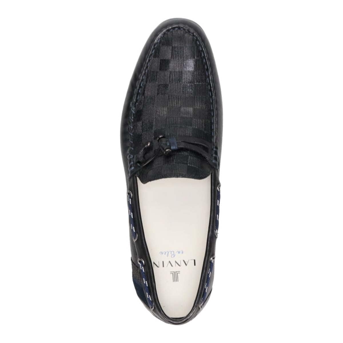 ランバンオンブルー LANVIN en Bleu  フィッシングホックドライビングシューズ　86561 BLACK 25.0