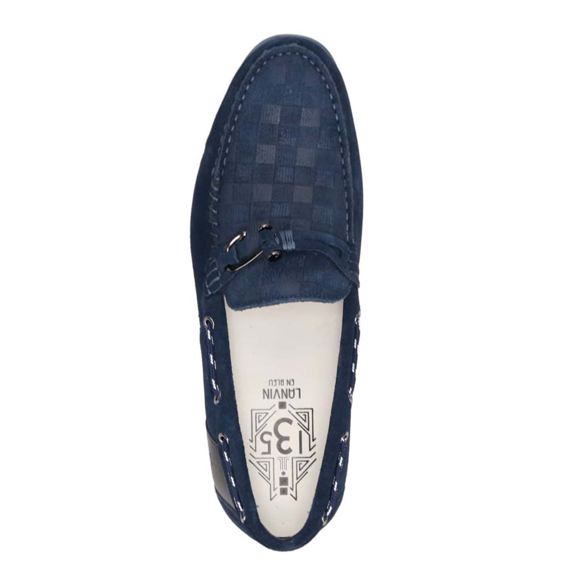 ランバンオンブルー LANVIN en Bleu  フィッシングホックドライビングシューズ　86561 NAVY-VELOURS 25.0