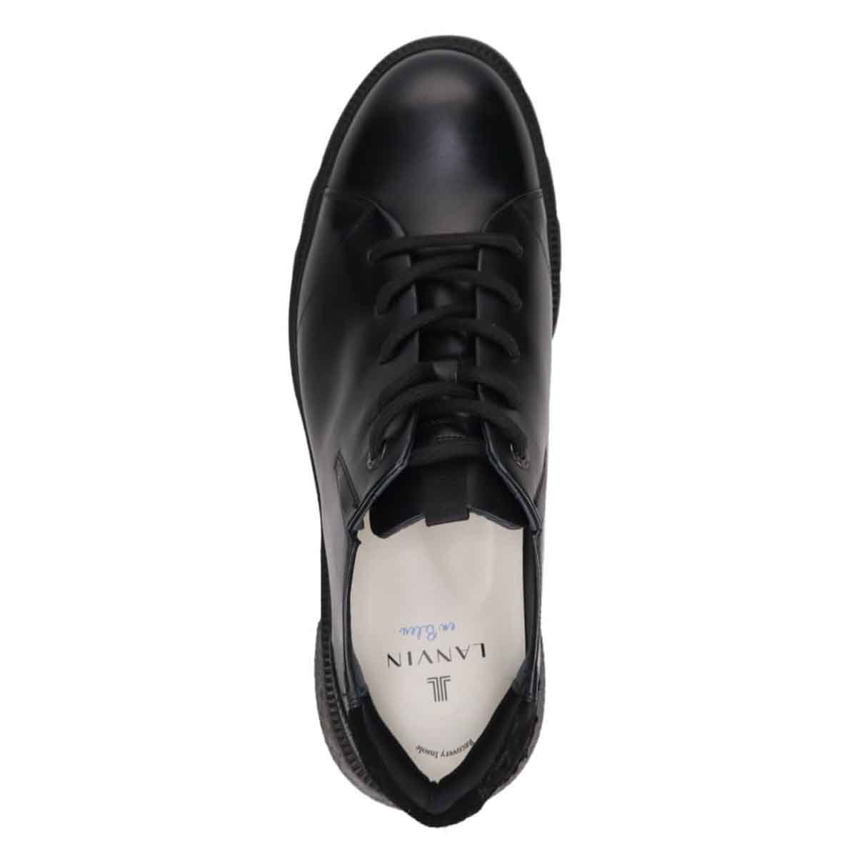 ランバンオンブルー LANVIN en Bleu 「Recovery Shiatsu Insole」搭載で指圧効果により血行を115％促進。 クイックフィットカジュアルレザースニーカー　86579R BLACK 25.0