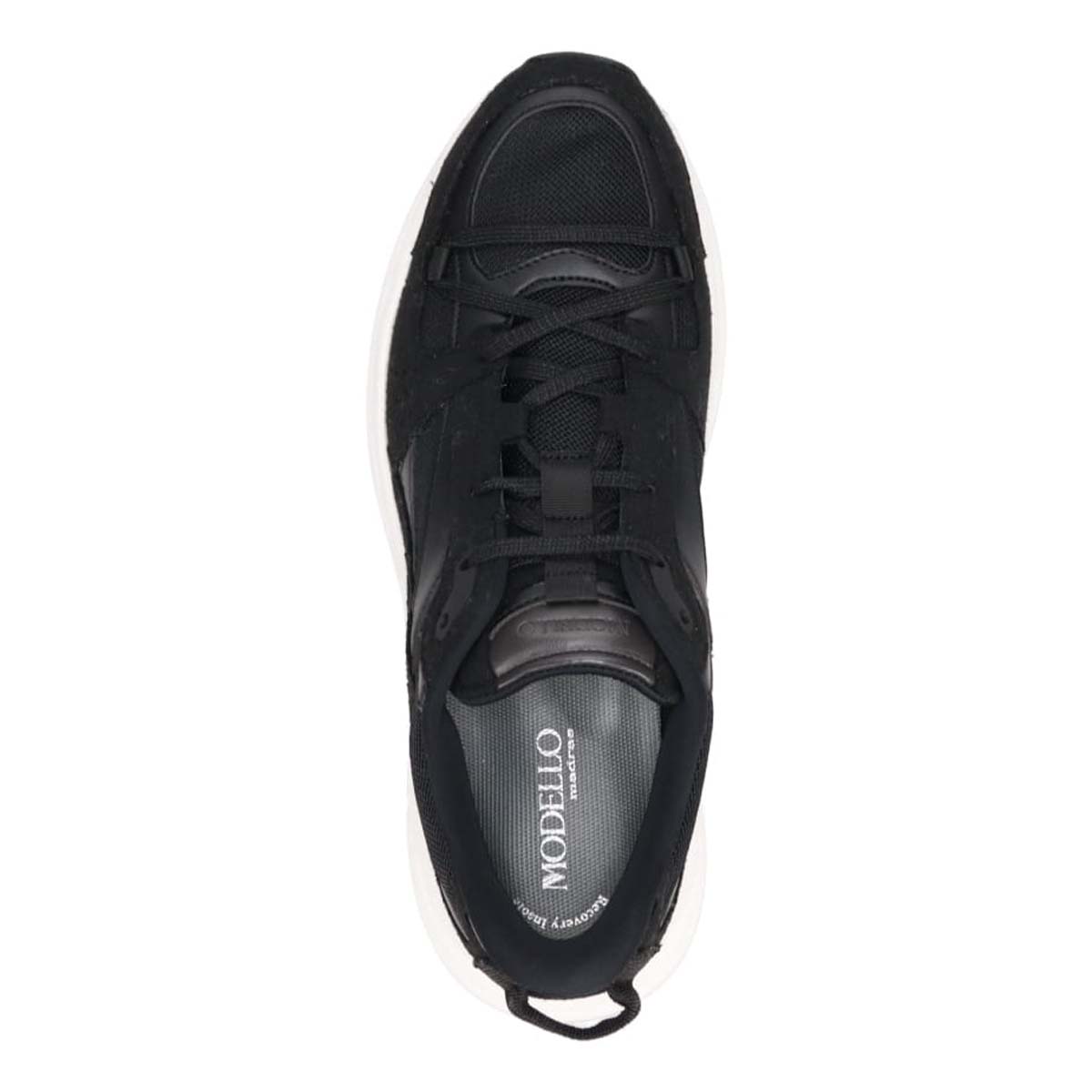 モデロ MODELLO 「リカバリーインソール」搭載で指圧効果により血行を115％促進。Recoveryナイロンメッシュスニーカー　DM2754R BLACK/C 25.0