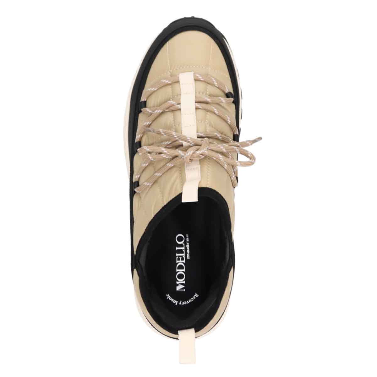 モデロMODELLO「RecoveryShiatsu Insole」搭載で指圧効果により血行をよくする。防水 カジュアルナイロンスニーカー　DM2755R BEIGE 25.0