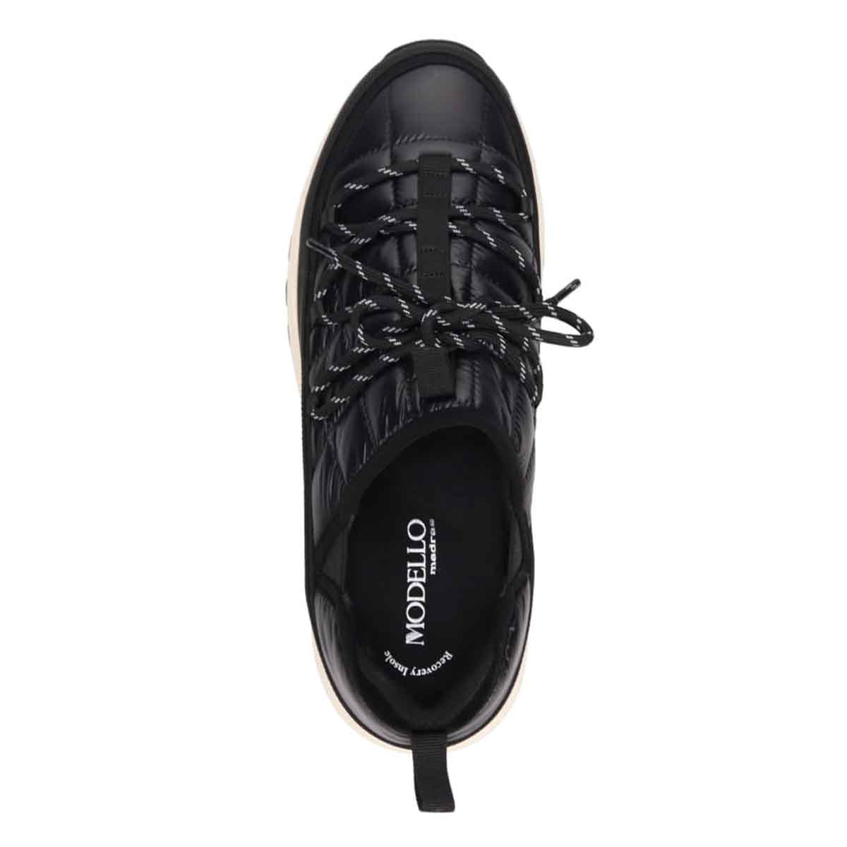 モデロMODELLO「RecoveryShiatsu Insole」搭載で指圧効果により血行をよくする。防水 カジュアルナイロンスニーカー　DM2755R BLACK 25.0