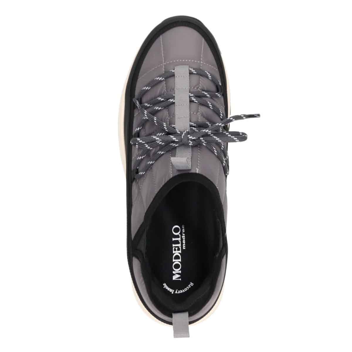 モデロMODELLO「RecoveryShiatsu Insole」搭載で指圧効果により血行をよくする。防水 カジュアルナイロンスニーカー　DM2755R GRAY 25.0