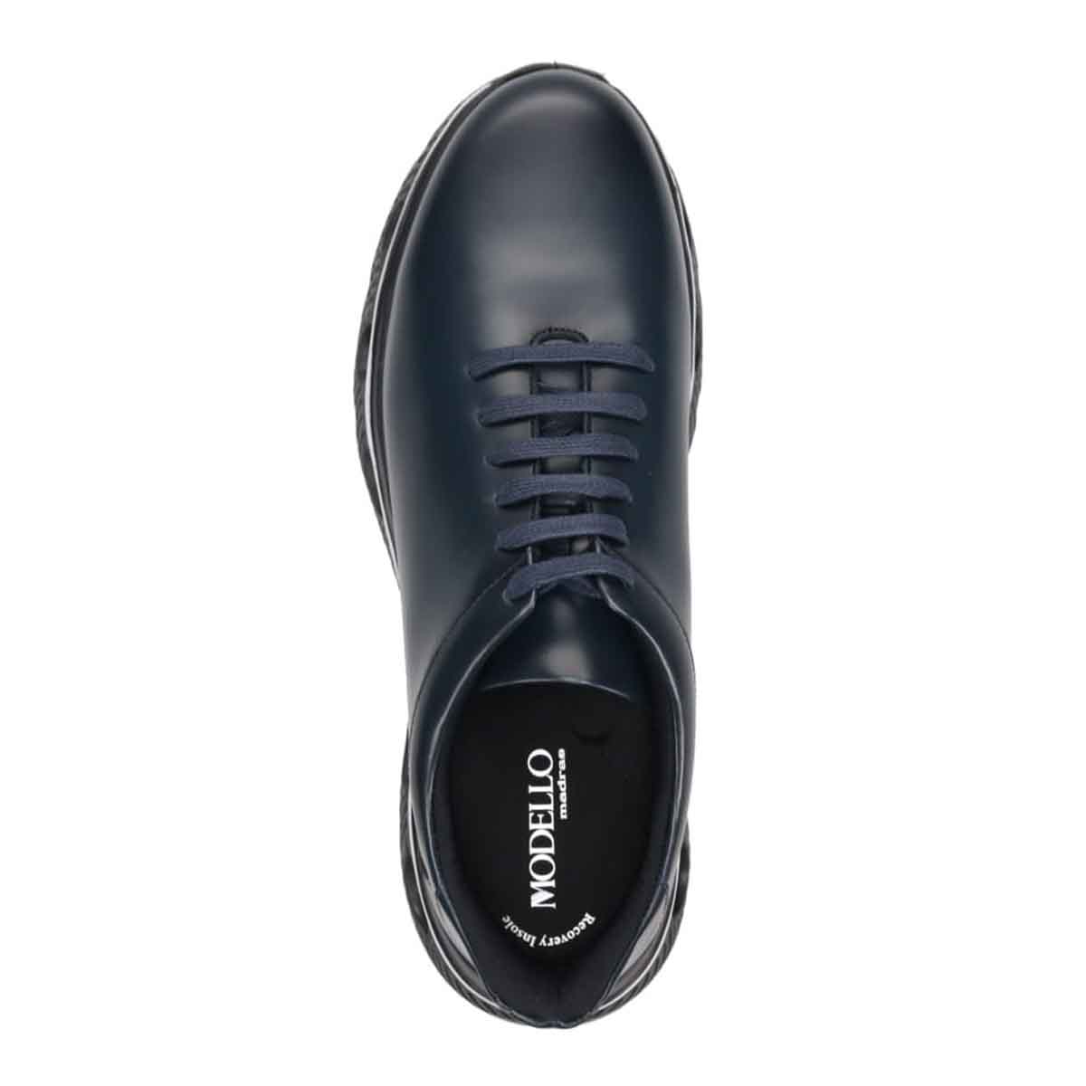 モデロ MODELLO 「Recovery Shiatsu Insole」搭載で指圧効果により血行をよくする。 レザースニーカー　DM3342R NAVY 25.0
