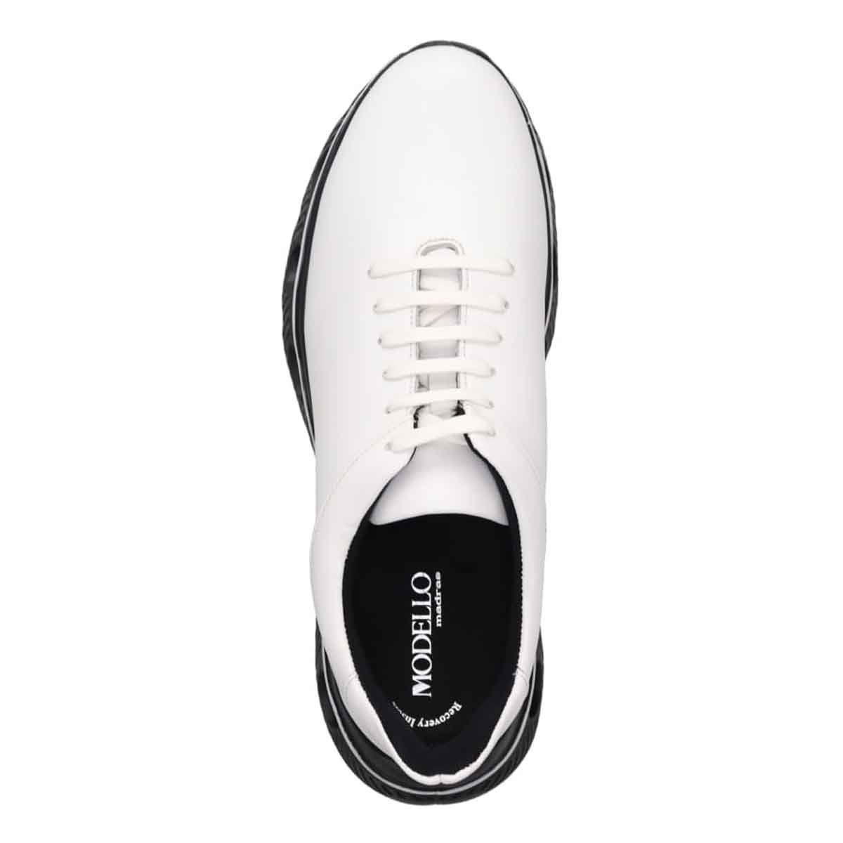 モデロ MODELLO 「Recovery Shiatsu Insole」搭載で指圧効果により血行をよくする。 レザースニーカー　DM3342R WHITE 25.0