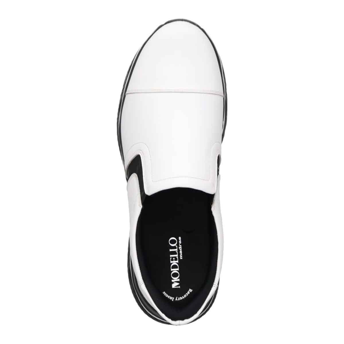 モデロ MODELLO 「Recovery Shiatsu Insole」搭載で指圧効果により血行をよくする。レザースリッポンスニーカー　DM3343R WHITE 25.0
