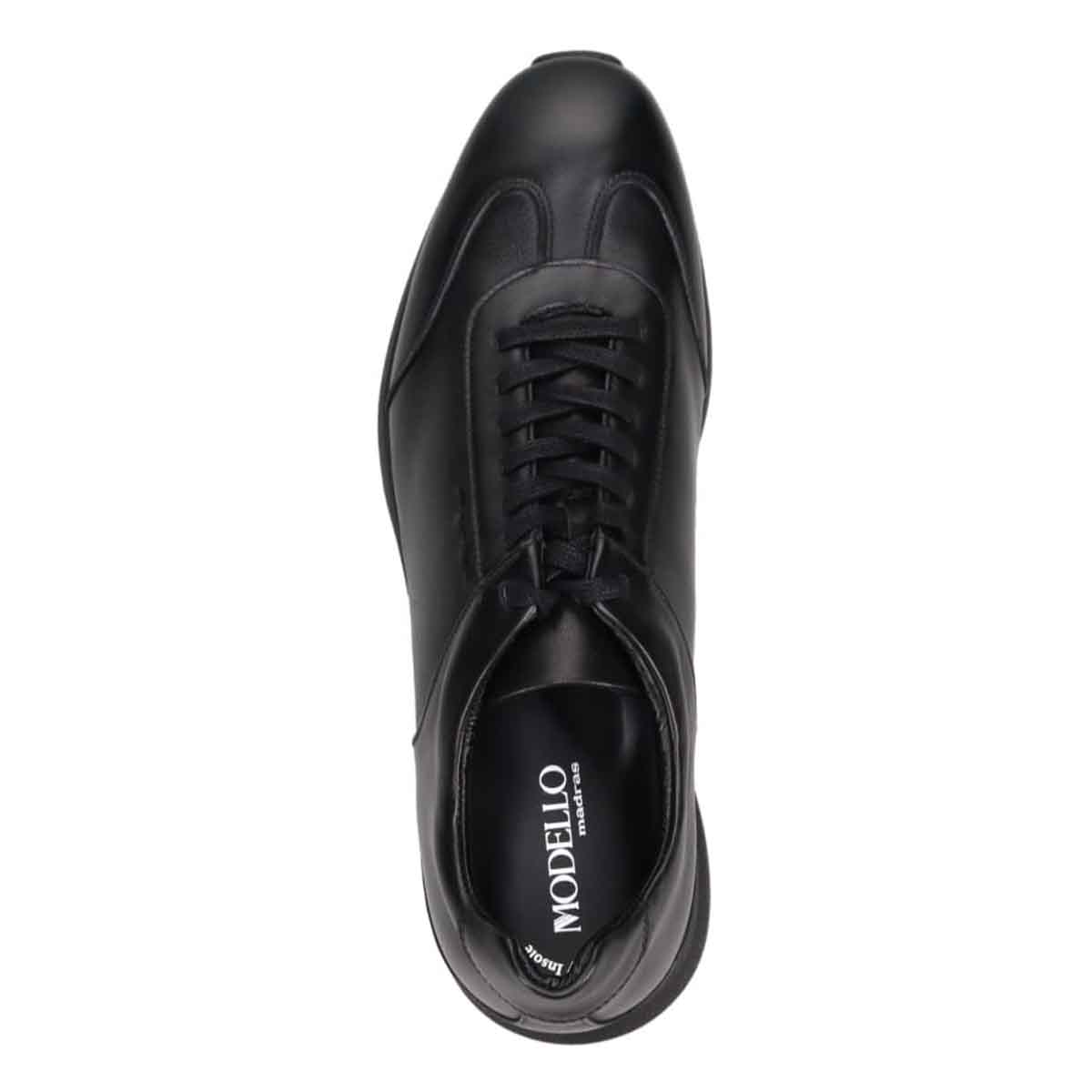 モデロ MODELLO 「Recovery Shiatsu Insole」搭載で指圧効果により血行を115％促進。 レースアップドレスカジュアルレザースニーカー　DM3405R BLACK 25.0
