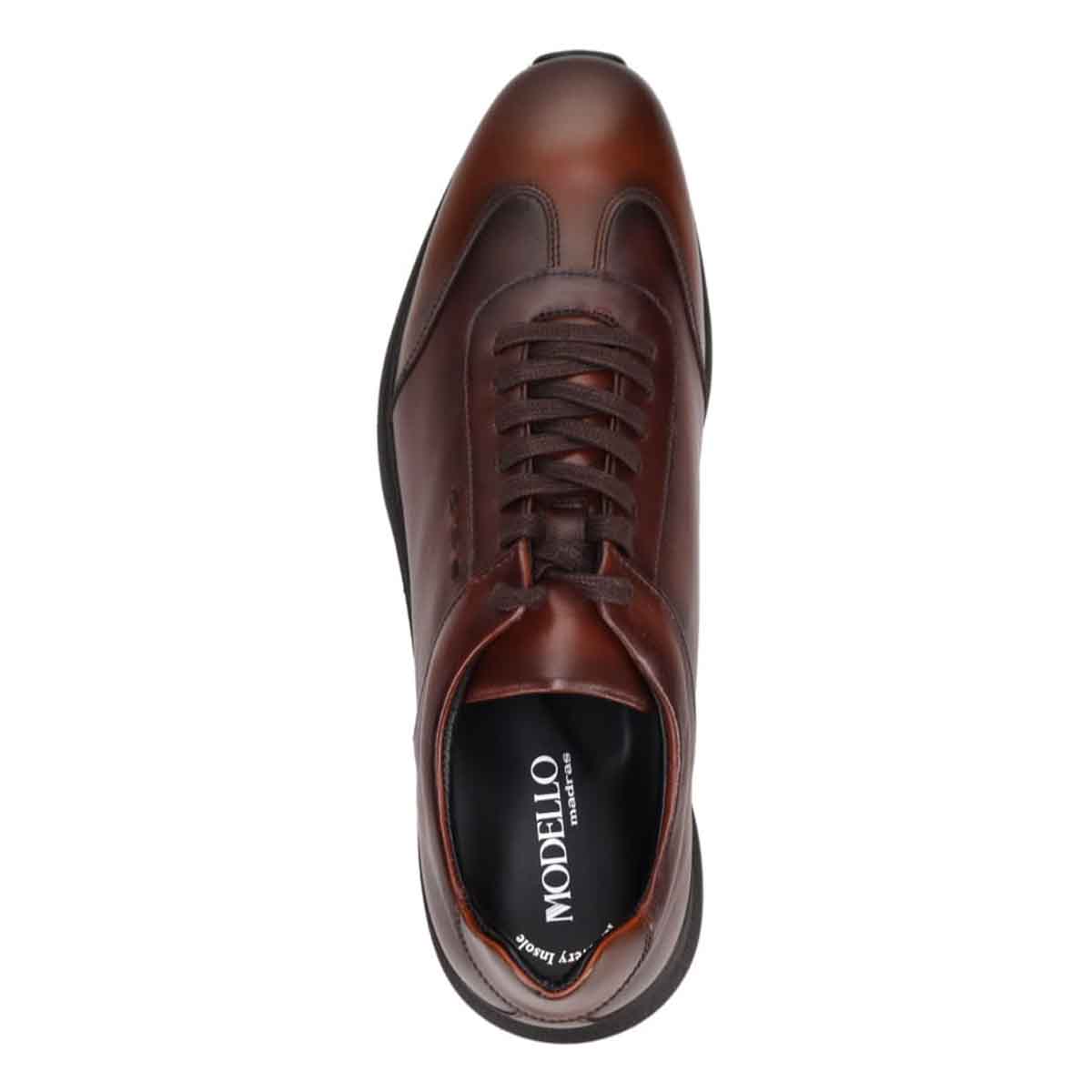 モデロ MODELLO 「Recovery Shiatsu Insole」搭載で指圧効果により血行を115％促進。 レースアップドレスカジュアルレザースニーカー　DM3405R D-BROWN 25.0