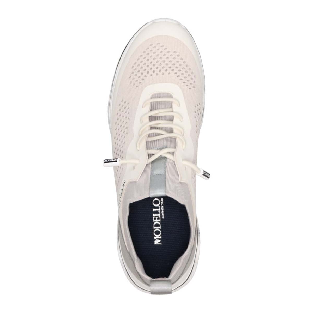世界初のカバロス加工シリーズ　モデロ MODELLO カジュアルニットスニーカー　DM6523 WHITE/L-GRAY M(25.0～25.5cm)