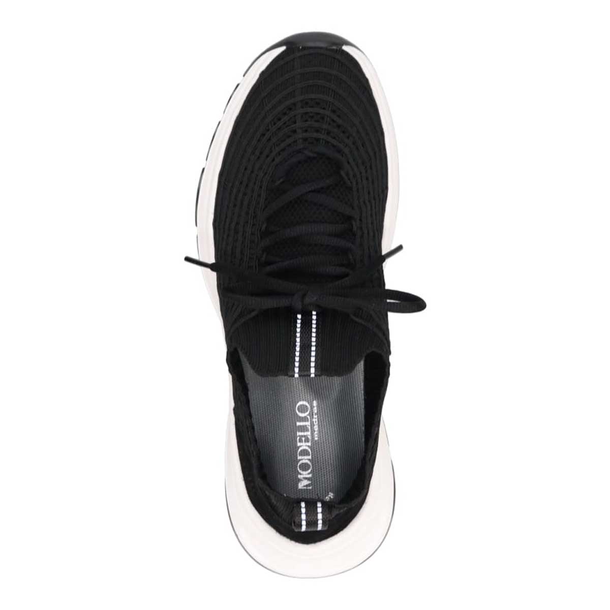 モデロ MODELLO 「リカバリーインソール」搭載で指圧効果により血行を115％促進。Recoveryメッシュニットスニーカー　DM6528R BLACK M