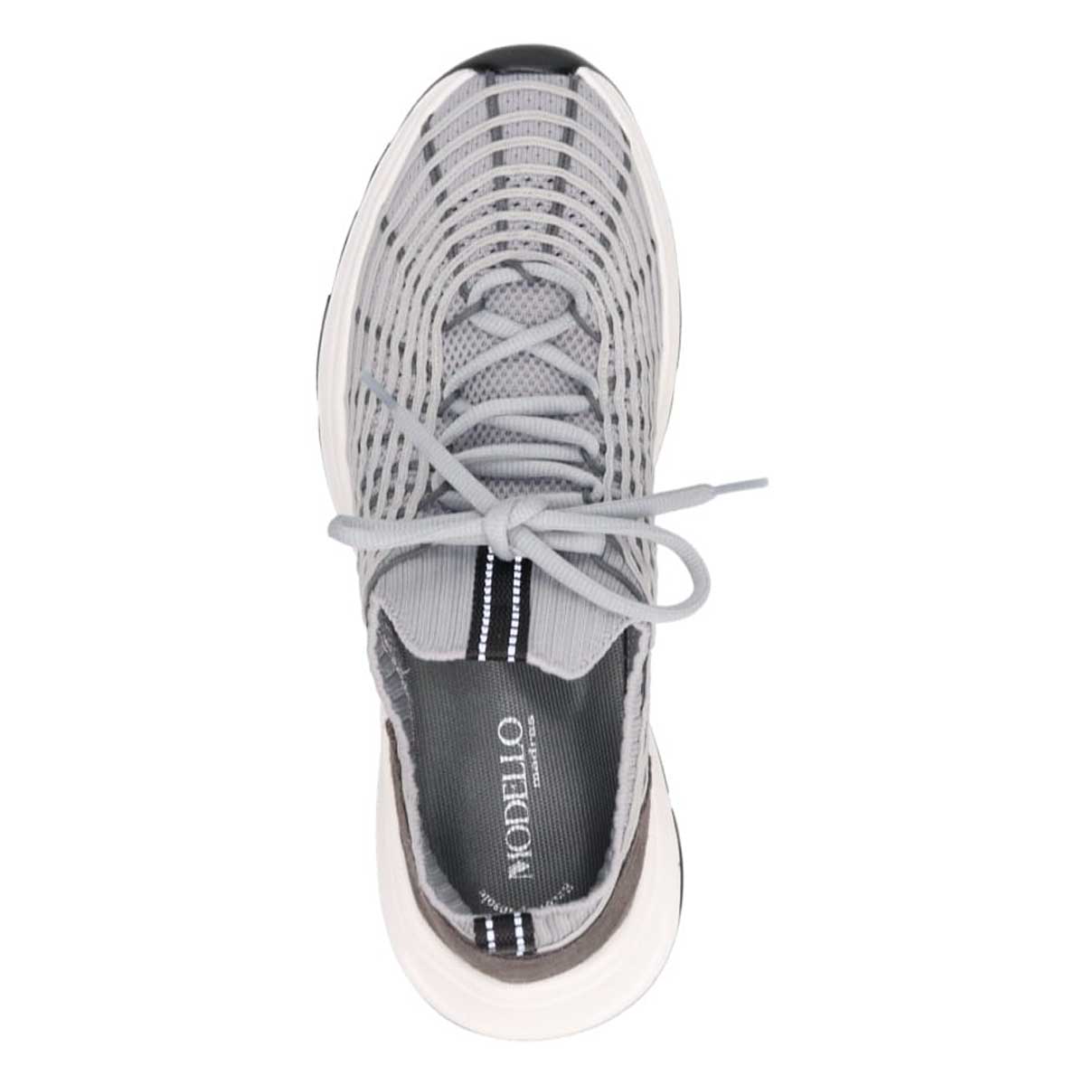 モデロ MODELLO 「リカバリーインソール」搭載で指圧効果により血行を115％促進。Recoveryメッシュニットスニーカー　DM6528R GRAY M