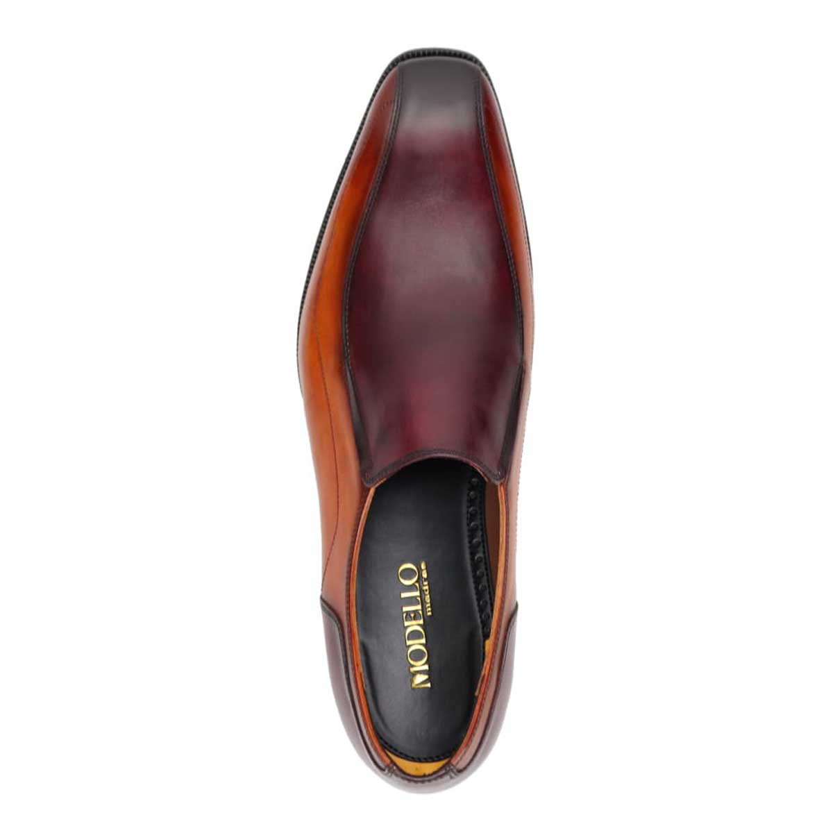 世界初のカバロス加工シリーズ モデロ MODELLO スワールモカ スリッポンビジネスシューズ　DM8203 WINE/BROWN 25.0
