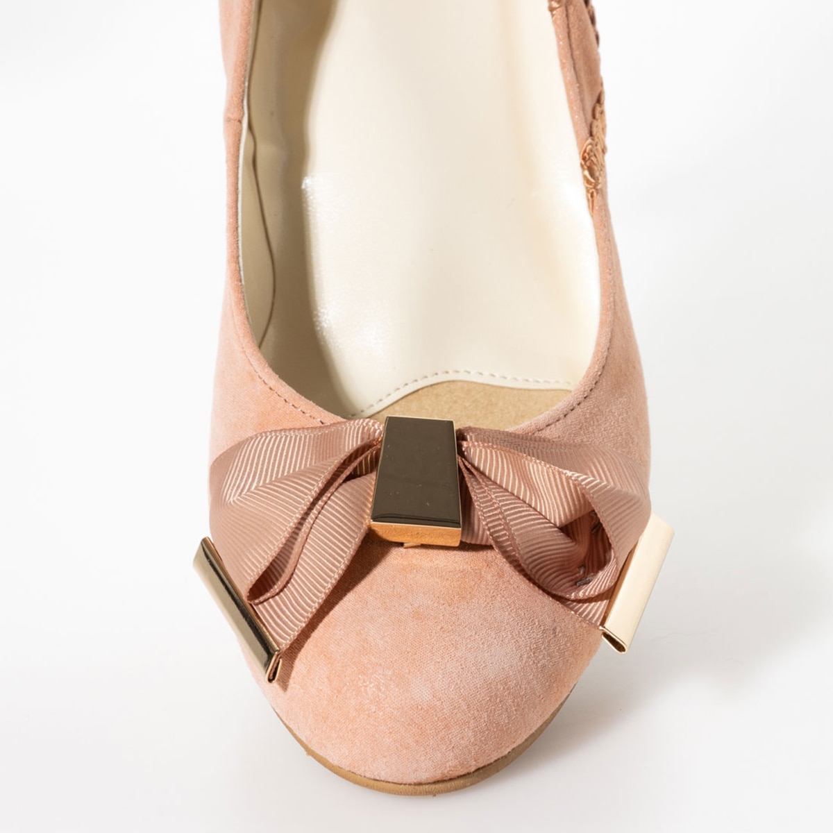 モデロ MODELLO サイドのレースが効いたリボンパンプス  DML1101 PINK 23.0