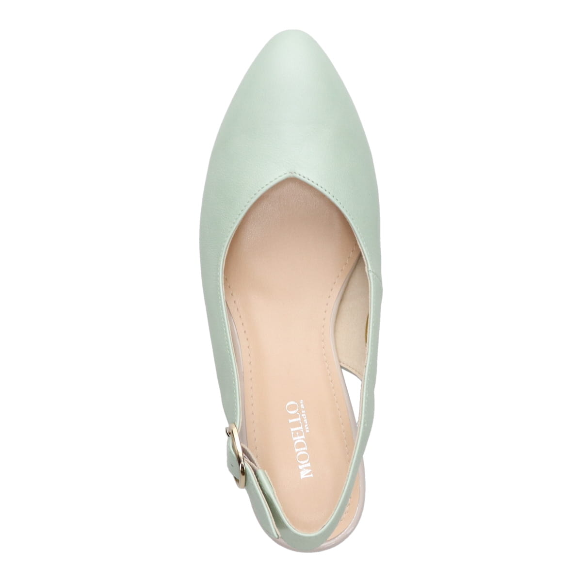 【抗ウイルス・抗菌加工】深めのVカットが可愛い ポインテッドバックストラップパンプス　DML1307 GREEN 23.0