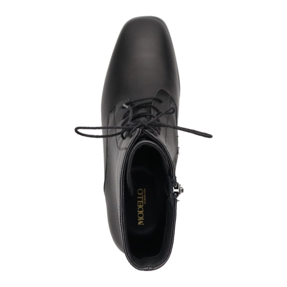 【撥水仕様】モデロMODELLO5.5cmヒールレースアップショートブーツDML5503X BLACK 23.0